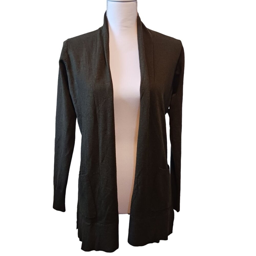 NEW Pink Clover Hunter‎ Green Open Front 2 Pocket Cardigan, Size Small